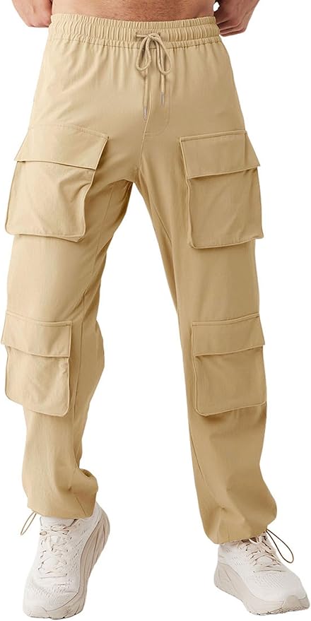 ZAFUL Men's Parachute Pants Casual Baggy Cargo Drawstring Trouser