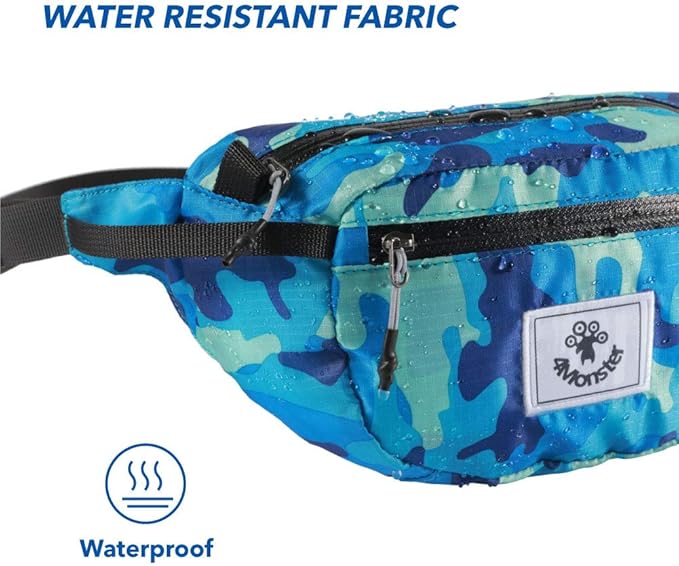 4Monster Hiking Waist Packs Portable,Water Resistant Fanny Bag with Adjustable Strap,Lightweight Crossbody Chest Bag Slim Bag