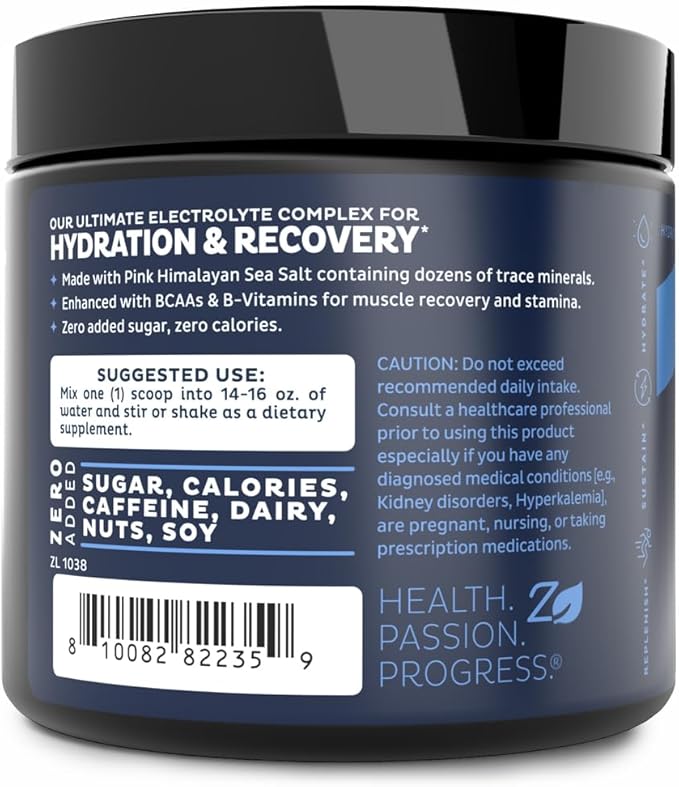 Zeal Electrolyte Powder - 30 Servings | Keto Electrolytes Powder | Zero Sugar, BCAAs, B-Vitamins | Potassium, Zinc, Magnesium | Hydration Powder Recovery Drink | White Gummy Bear