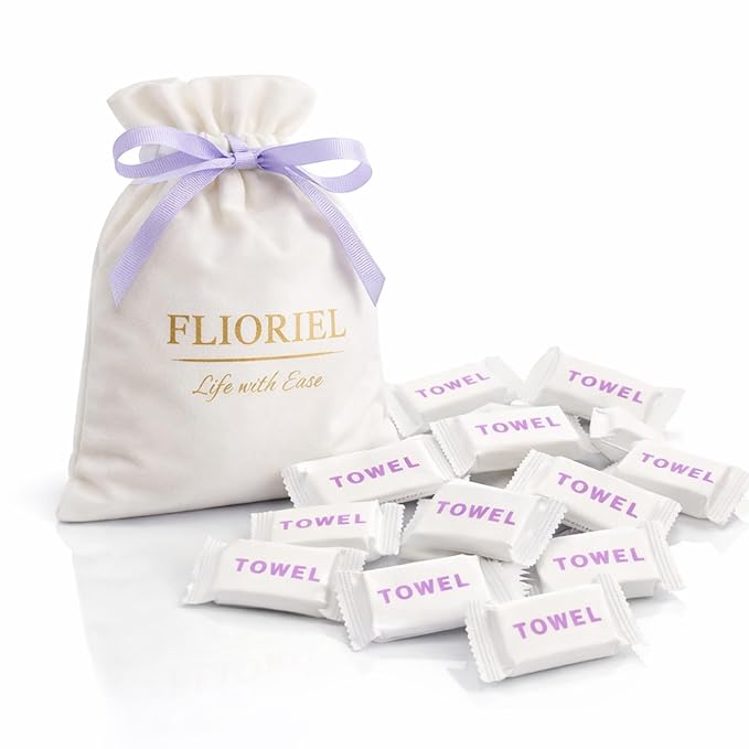 Compressed Face Towels 20 Pack with Flannel Carry Bag, Portable Disposable Washcloth Tablets, Thick & Soft Facial Towelettes for Travel Camping, Hiking, Gym, Makeup & Everyday Use