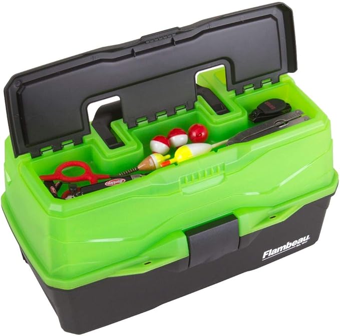 Flambeau Outdoors 6383FG 3-Tray Classic Tray Tackle Box, Portable Tackle Organizer, Frost Green/Black