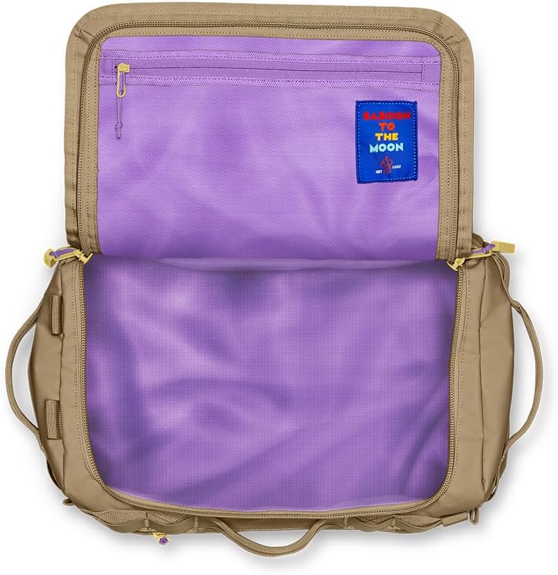 Baboon to the Moon Go-Bag Big Duffle Bag - Detachable Straps, Stylish, Compact, Large Travel Bag Lightweight, Durable, Water-Resistant for Men and Women (Kraft Paper)