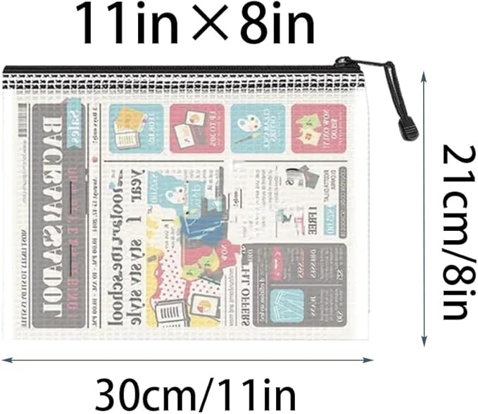 Mesh Pouch Bag,B5 Zipper Bag for Organizing Storage, Waterproof Zipper Pouch, 8" x 11"/21cm x 30cm, File Bag for School and Office Supplies (Black)