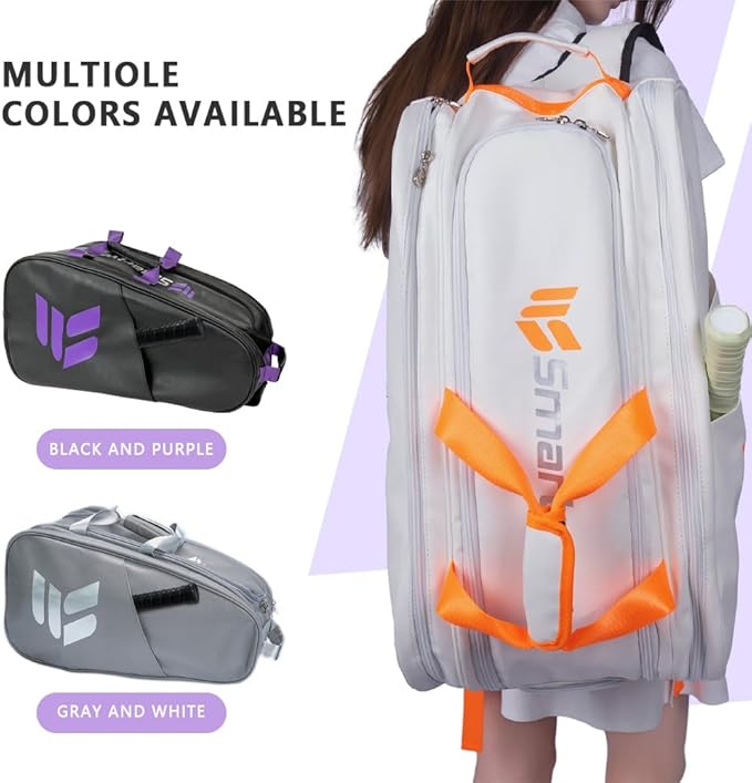 Tennis Racket Bag Pickleball & Badminton Bags, Durable Pu Leather, Waterproof Large Capacity With Shoe Compartment For Women Men