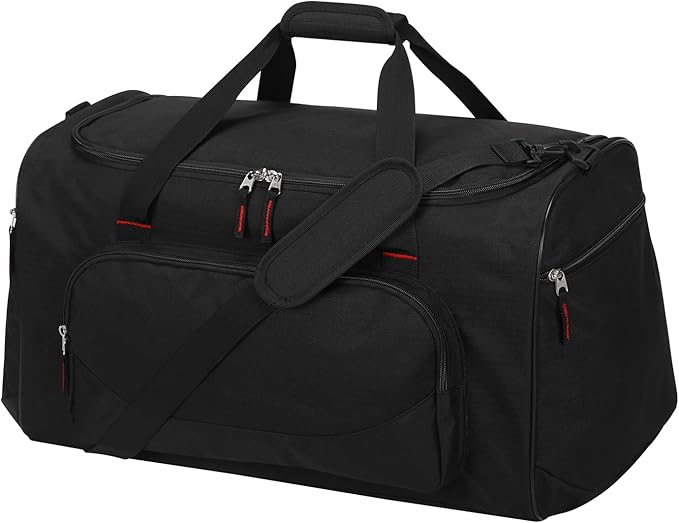 55L Sports Gym Duffle Bag for Men - 22 inch Large Duffel bag for Workout, Travel, Weekender, Fitness (Black)