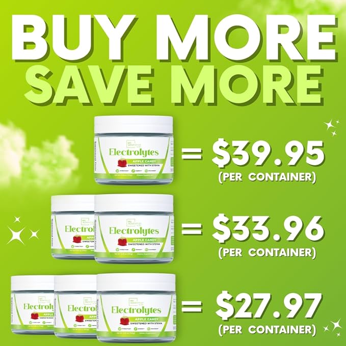 Zero Sugar - Apple Candy Electrolytes Powder - Refreshing Hydration - Caffeine Free Energy with All Natural Ingredients - Vegan, Keto, and Paleo - Sugar Free Electrolytes Drink Mix - with 30 Servings