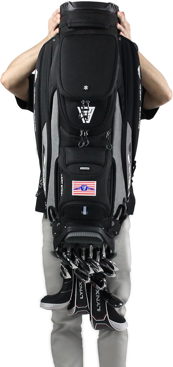 ASK ECHO SLC-130 Golf Cart Bag with 15 Way Full Length Dividers Top, Premium Quiet Golf Cart Bag with Rain Cover for Men