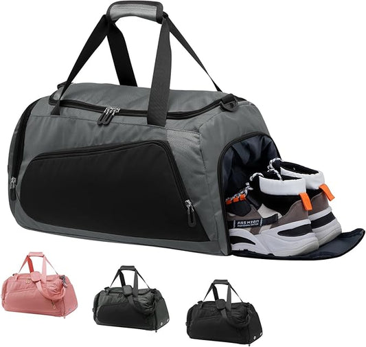 HUA ANGEL Waterproof Gym Duffel Bag for Men Women with Shoe Compartment for Travel Fitness Workout Football Pickleball Tenis