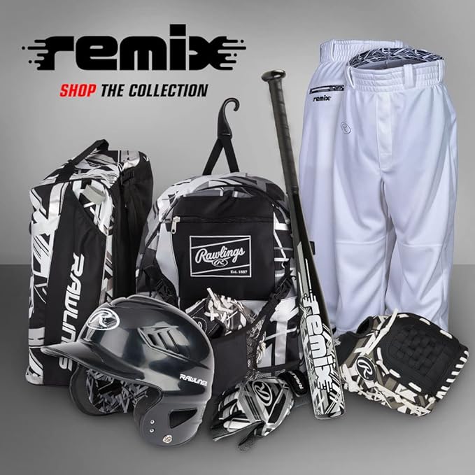 Rawlings- REMIX Backpack Equipment Bag, T-Ball & Youth Baseball/Softball | Black (Pack of 6)