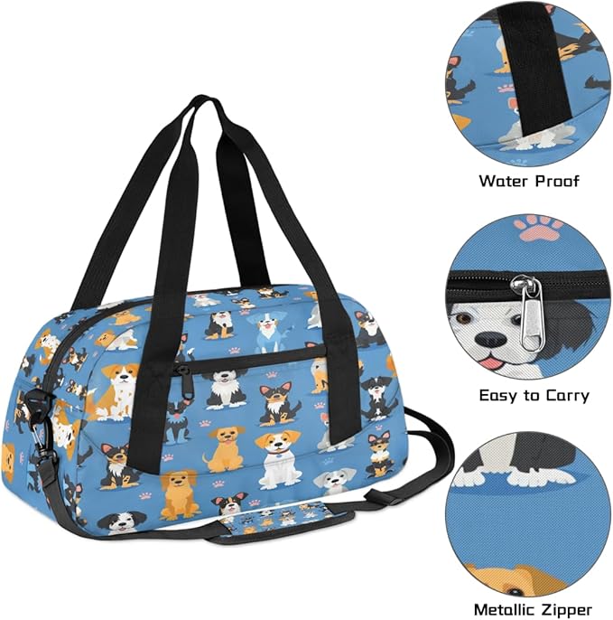 Animal Paw Print Gym Bag for Women & Men - Small Travel Duffel for Sports, Overnight, Weekender, Workout & Dance Bag