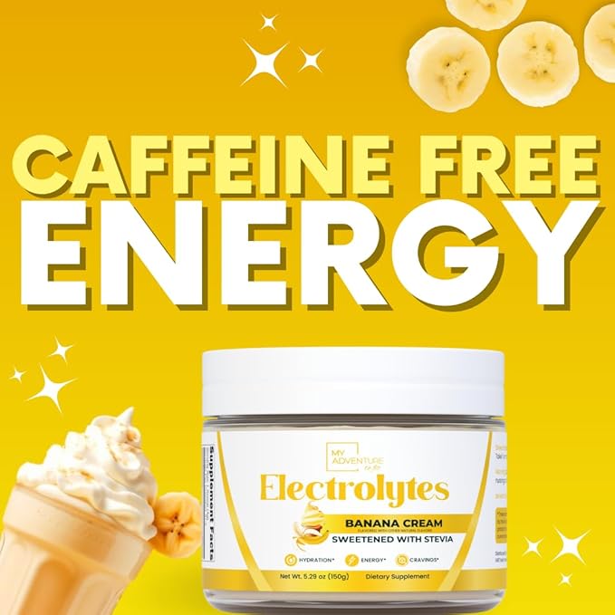Zero Sugar - Banana Cream Electrolytes Powder - Refreshing Hydration - Caffeine Free Energy with All Natural Ingredients - Vegan, Keto & Paleo - Sugar Free Electrolytes Powder Drink Mix - 37 Servings