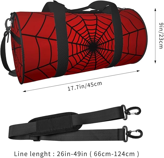 Red Spider Web Sports Gym Duffel Bag for Men Women Weekender Travel Workout Training Handbag Water Resistant One Size