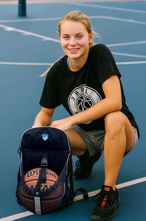 Hard Work Sports Basketball Backpack with Ball Compartment Spacious Shoe Storage for Basketball, Large Sports Bag