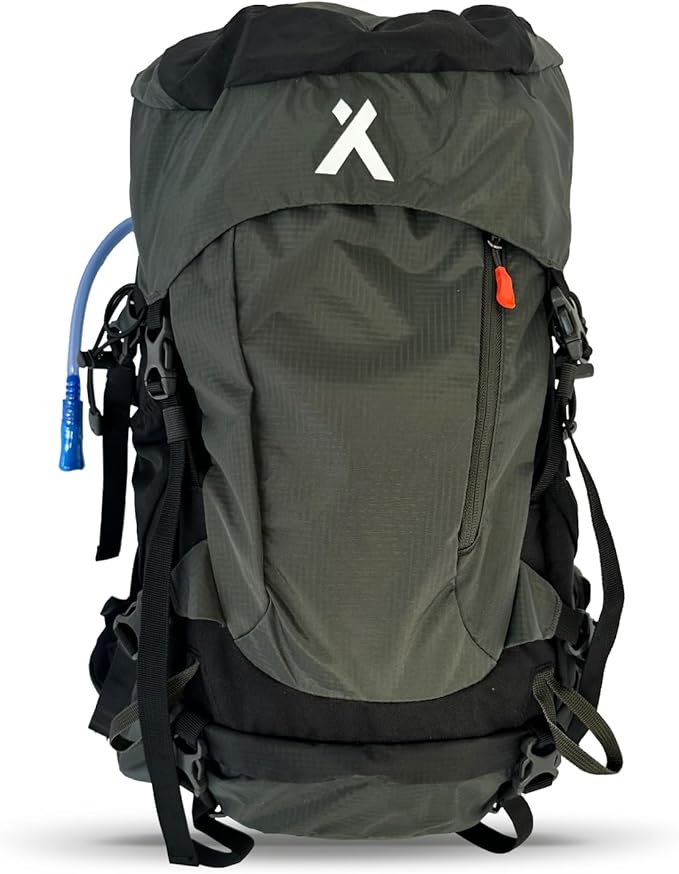 Bear Grylls 45L Hiking Hydration Backpack, Day Pack With 2L Water Bladder, Lightweight and Perfect for Camping, Running, Cycling, Mountain Biking, Skiing, Snowboarding For Men and Women - Black