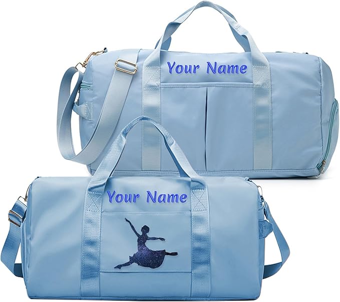 Custom Embroidered Sports Gym Bag, Personalized Duffel Bag Weekender Bag, Overnight Bag, Travel Bag for Women Men - With Shoe Compartment - Dry Wet Separated - Adjustable Shoulder Strap