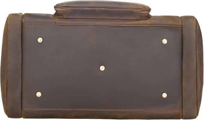 TIDING Full Grain Leather Travel Duffel Bag for Men, 23 Inch Vintage Weekender Overnight Gym Duffle Bag 52L Luggage Bag