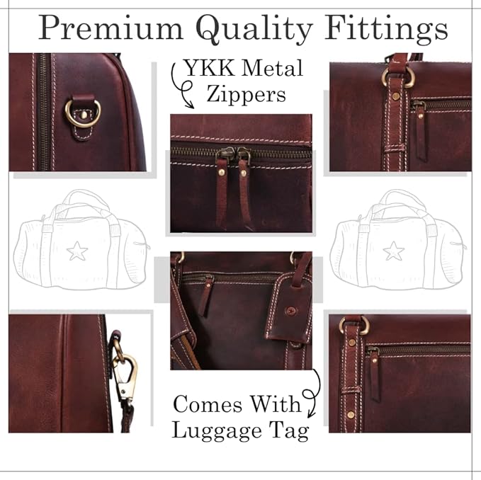 Leather Duffel Bag for Men & Women Travel, Weekend, Overnight, Gym Bag