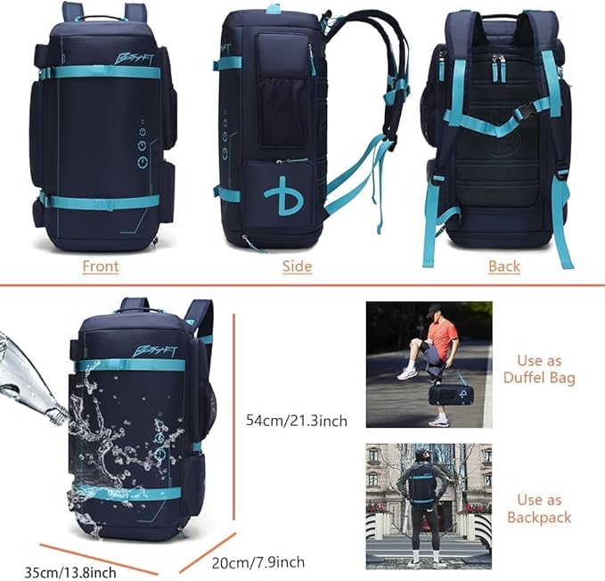 BE SMART 40L Extra Large Gym Backpack for Men, Big Gym Bag with Shoes Compartment, Waterproof Heavy Duty Duffel Bags, Men's Workout Backpacks for Outdoor Sport,Hiking,Camping,Travel