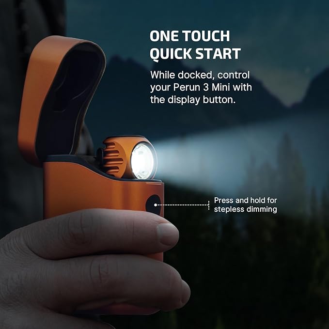 OLIGHT Perun 3 Mini Premium Headlamp 1250 Lumens Flashlight with Type-C Charging Box, Rechargeable Headlight with Red Light Option,Perfect for Working, Hiking, Camping and Climbing (Orange)