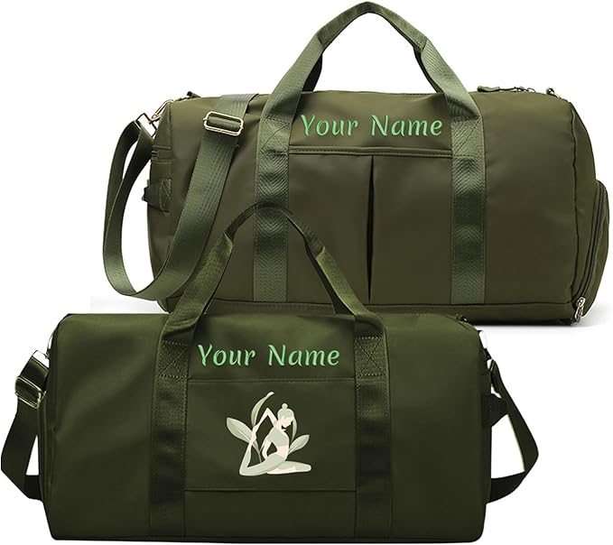 Custom Embroidered Sports Gym Bag, Personalized Duffel Bag Weekender Bag, Overnight Bag, Travel Bag for Women Men - With Shoe Compartment - Dry Wet Separated - Adjustable Shoulder Strap