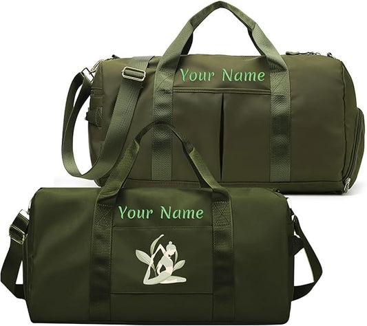 Custom Embroidered Sports Gym Bag, Personalized Duffel Bag Weekender Bag, Overnight Bag, Travel Bag for Women Men - With Shoe Compartment - Dry Wet Separated - Adjustable Shoulder Strap