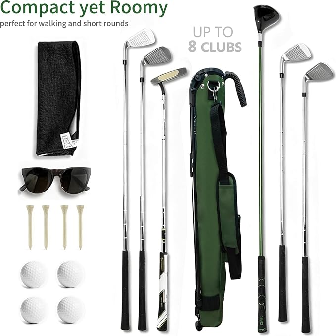 Camboke Lightweight Golf Stand Bag, Portable and Durable Golf Carry Bag with Padded Strap and Pocket, Sunday Bag for The Driving Range, 2-Way Divider Practice Bag for Men and Women