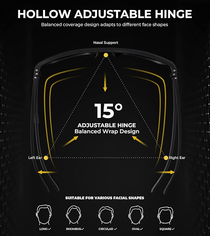 KALIYADI Polarized Sunglasses for Men, Lightweight Sun Glasses with UV Protection for Driving Fishing Golf