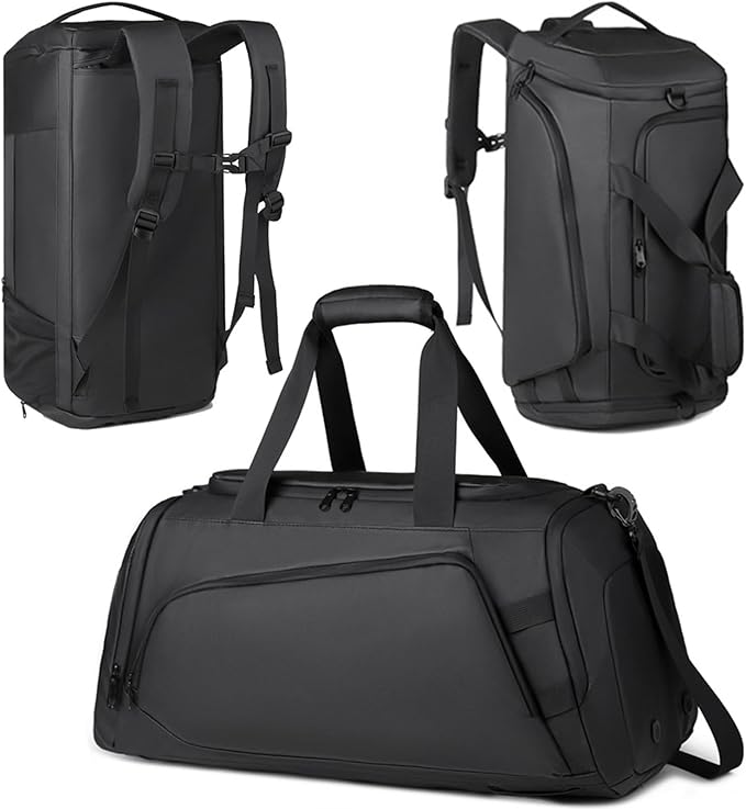 45L Large Gym Bag Sport Duffle Backpack for Men Women, Water Resistant Fitness Sport Tote Bags Travel Weekend Overnight Carry on Bag with Shoe & Wet & Insulation Pocket & Laptop Compartment