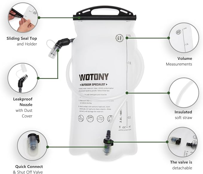 wotony Hydration Backpack with Water Bladder for Hiking Tactical Hydration Pack for Men Women Molle Water Backpack for Hiking