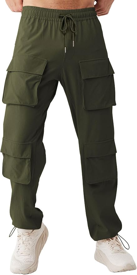 ZAFUL Men's Parachute Pants Casual Baggy Cargo Drawstring Trouser