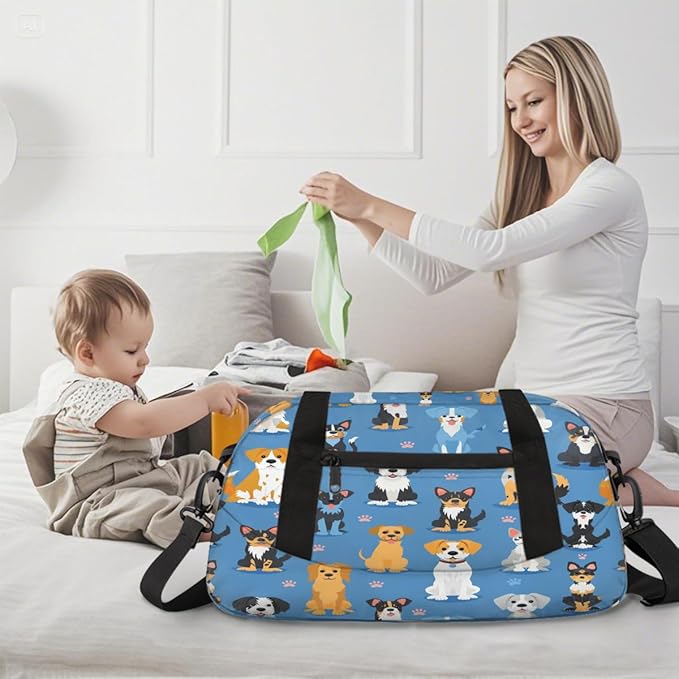 Animal Paw Print Gym Bag for Women & Men - Small Travel Duffel for Sports, Overnight, Weekender, Workout & Dance Bag