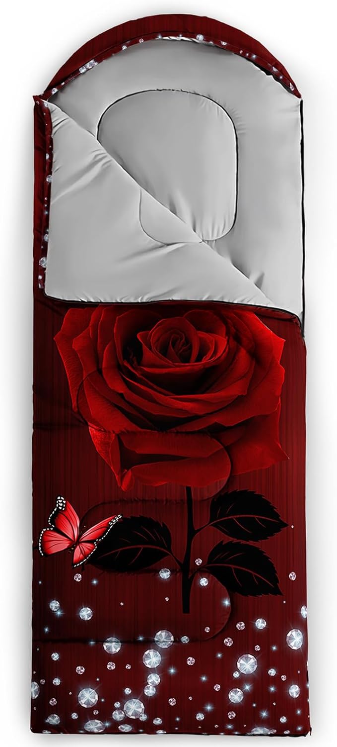 QOOMO Camping Sleeping Bags,3 Season Warm & Cool Weather,Lightweight,Waterproof Sleeping Bags for Adults & Kids,Traveling,and Outdoors,Camping Gear Equipment