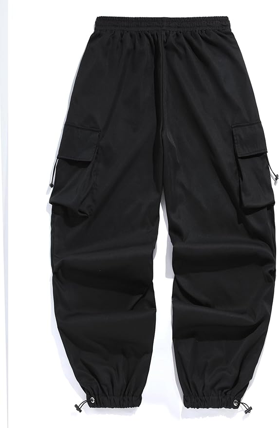 ZAFUL Men's Parachute Pants Casual Baggy Cargo Drawstring Trouser