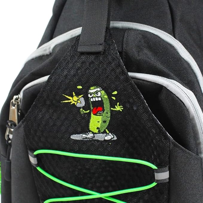 Pickleball Sling Bag - Premium Crossbody with Fence Hook, Water Bottle Pockets, Adjustable Strap & Embroidered Mr. Dill - Fits 2+ Paddles