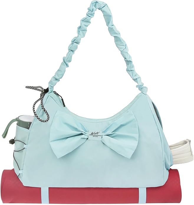WOLT Gym Bag For Women, Yoga Mat Bag with Shoes Compartment, Wet Pocket and Water Bottle Pocket
