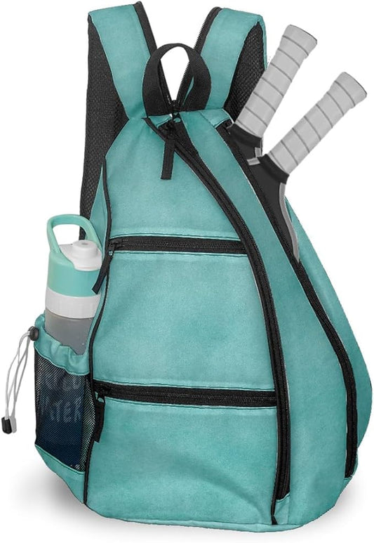 Pickleball Bag Retro Mint Green Pickle Ball Backpack for Women Men Premium Lightweight Crossbody Sling Bag Sports Backpack for Pickleball Paddle Tennis