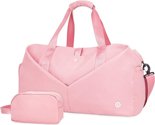 Ceneda 20" Gym Bag for Women with Wet Pocket & Shoe Compartment, Lightweight Duffel Waterproof Carry On Duffle for Travel, Yoga, Overnight (Pink)