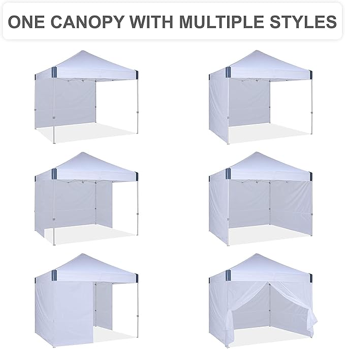 10x10 Pop Up Canopy Tent with Sidewalls, Heavy Duty Commercial Instant Tent with Sand Bags for Deck, Party, Camping, Backyard, Playground, White