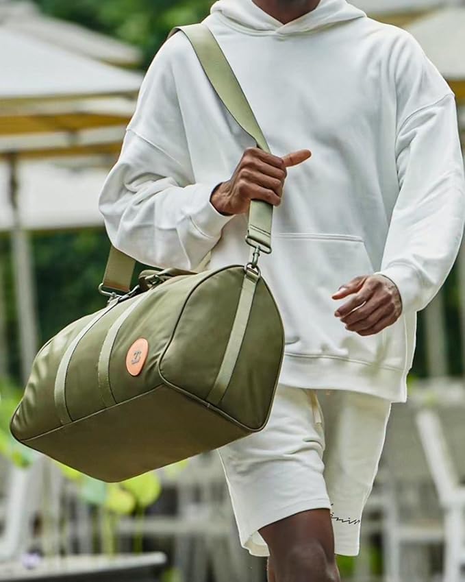 4Pcs/Set Waterproof Sports Duffel Bag 1000D Nylon Heavy Duty Travel Swim Gym Bags for Men and Women Weekender Bag with 3 Accessory Bags of Wet & Dry Separation Upgrades 2.0 Green