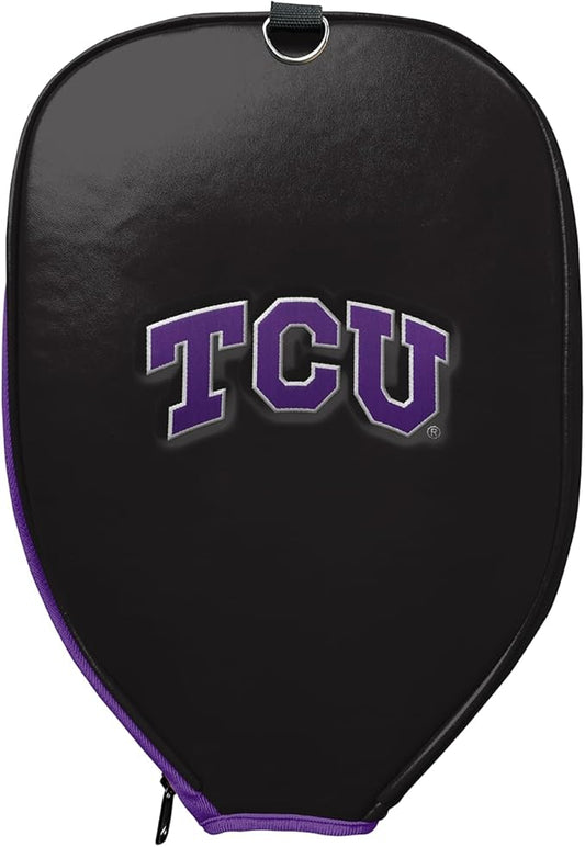 Officially Licensed Collegiate Pickleball Paddle Cover - Lightweight PU Leather Material - Durable Foam Interior Protection with Zippered Closure - Fits Most Paddles on the Market