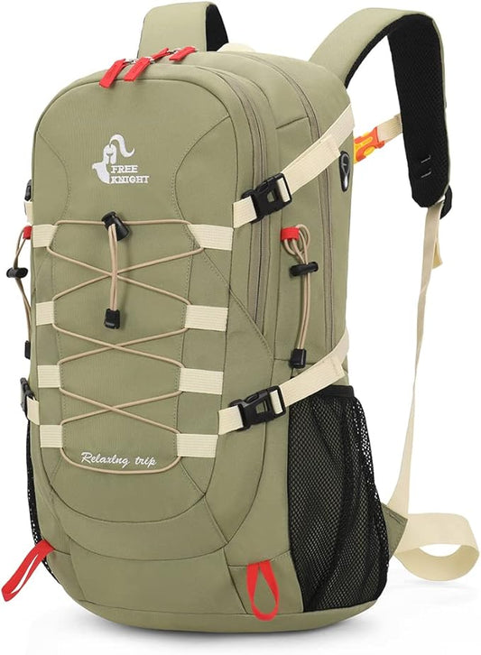 Bseash 40L Waterproof Hiking Backpack with Rain Cover, Outdoor Sport Travel Bag Daypack for Camping Climbing Skiing Cycling (Pea-green)