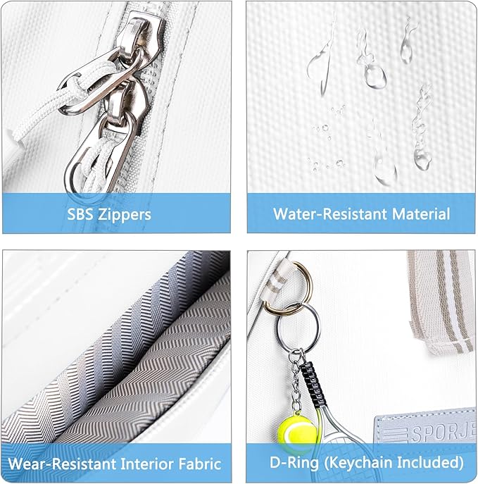 Tennis Backpack with 2 Rackets Holder, Water-Resistant PU Leather Tennis Racket Bag for Women & Men, Sling Crossbody Sports Backpack for Tennis, Pickleball & Badminton, Tennis Gifts