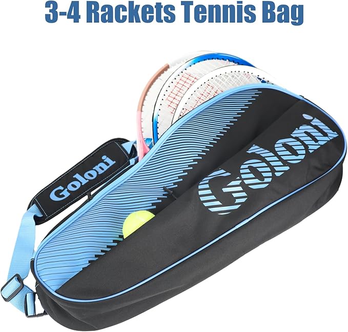 Goloni | 3 Racquet Tennis Bag, for Professional or Beginner Tennis Players, Rackets Cover Bag with Protective Pad & Lightweight | Unisex Design for Men, Women, Youth and Adults