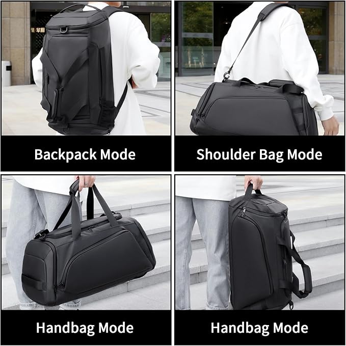 45L Large Gym Bag Sport Duffle Backpack for Men Women, Water Resistant Fitness Sport Tote Bags Travel Weekend Overnight Carry on Bag with Shoe & Wet & Insulation Pocket & Laptop Compartment