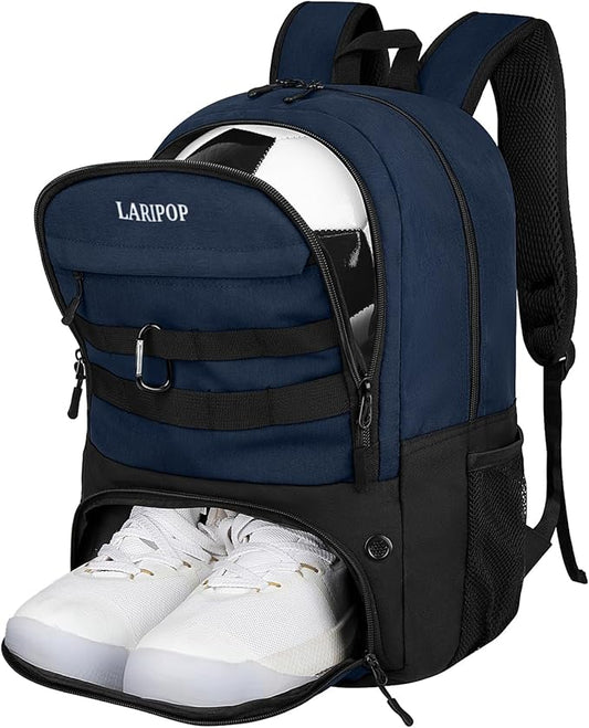 LARIPOP Soccer Backpack,Soccer Bag with Ball Holder and Shoe Compartment,Sports Equipment Training Bags Fits Basketball