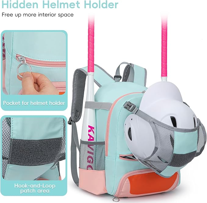 2025 Youth Baseball & Softball Bag | Ultra-Light Tball Backpack with Shoe Compartment & Helmet Holder | Skin-Soft Fabric