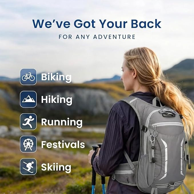 12L Hydration Backpack for Men Women,Lightweight Hydration Pack with 2L Water Bladder, Water Backpack for Cycling,Hiking,Rave,Biking and Running Outdoor Activities