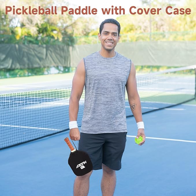 HUDEF USAPA Pickleball Paddles Set: Graphite & Fiberglass Honeycomb Core, 4 Outdoor Balls, PU Leather Carry Bag
