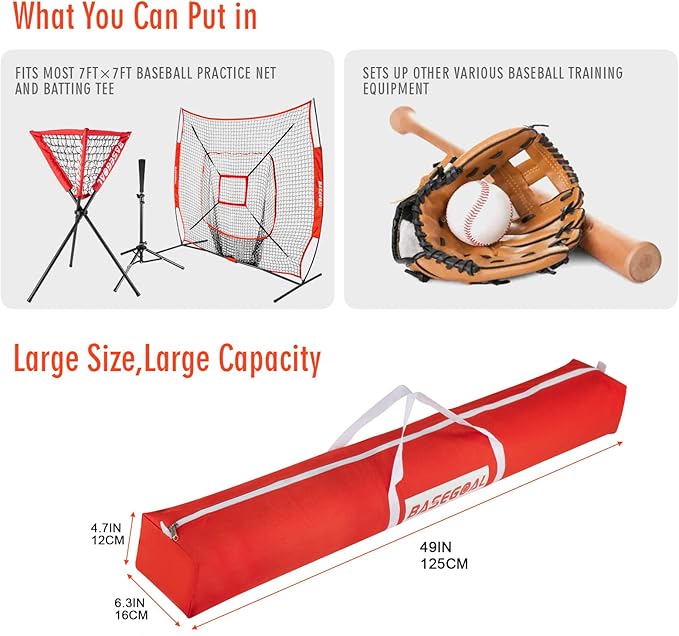 Baseball Softball Net Replacement Bag,Thickened, Wear-Resistant, Waterproof,Fits 7ft x 7ft Baseball Practice Net Systems