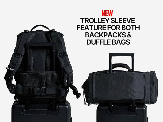 WOLFpak 20L Mini Duffle Bag for Gym & Travel | Waterproof Carry-On Weekender Bag with Shoe Compartment, Hard Bottom, and Tactical Molle System (Elite Red)